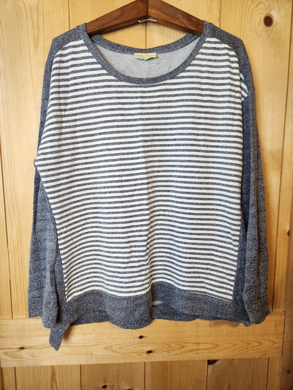 Bobbie Brooks Cotton Blend Striped Navy/White Pullover Long Sleeve Shirt Top